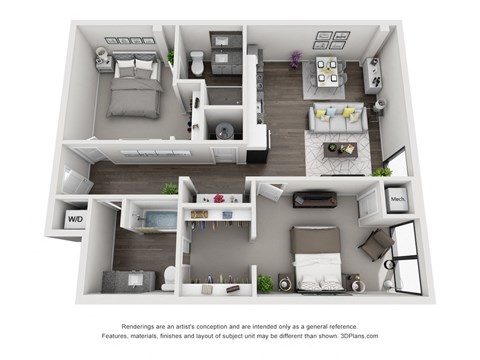 2 bed 2 bath at Brickside Heights Apartments, Millcreek